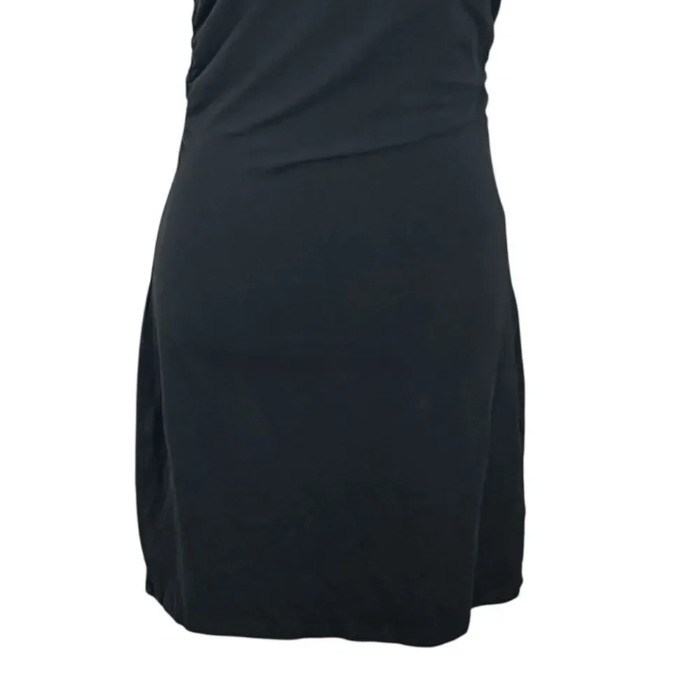 Reformation Alden Mini Dress Size Medium Black Ruched Organic Cotton Sleeveless - Picture 6 of 10